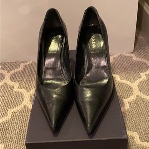 Prada black leather pumps size 38/8